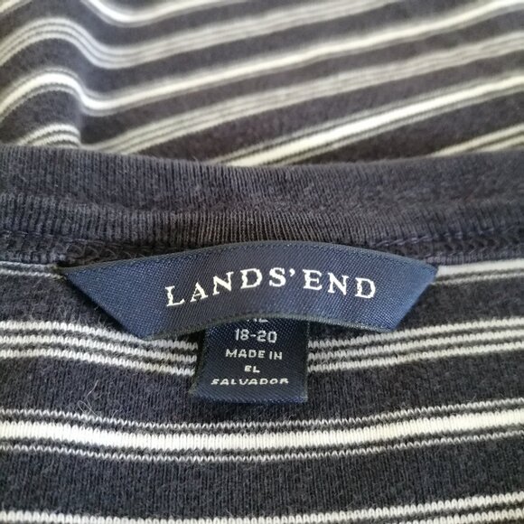 Lands' End Womens Blue Crew Neck Short Sleeve Striped T-Shirt Size XL 18-20 - Picture 5 of 6